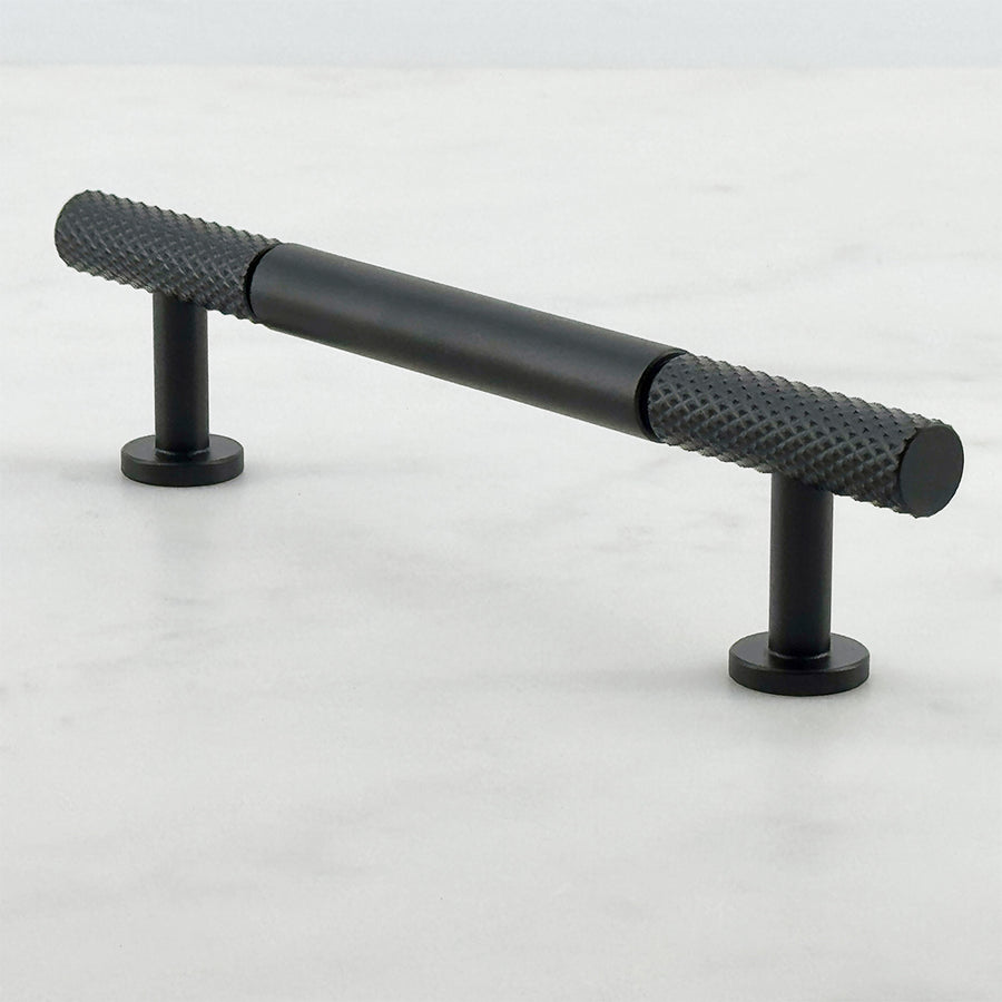 Cranbrook 12.5mm Pull Bar Handle — solid brass cylindrical pull bar handle, hand-finished in Tonbridge, Kent. Shown in Satin Brass.