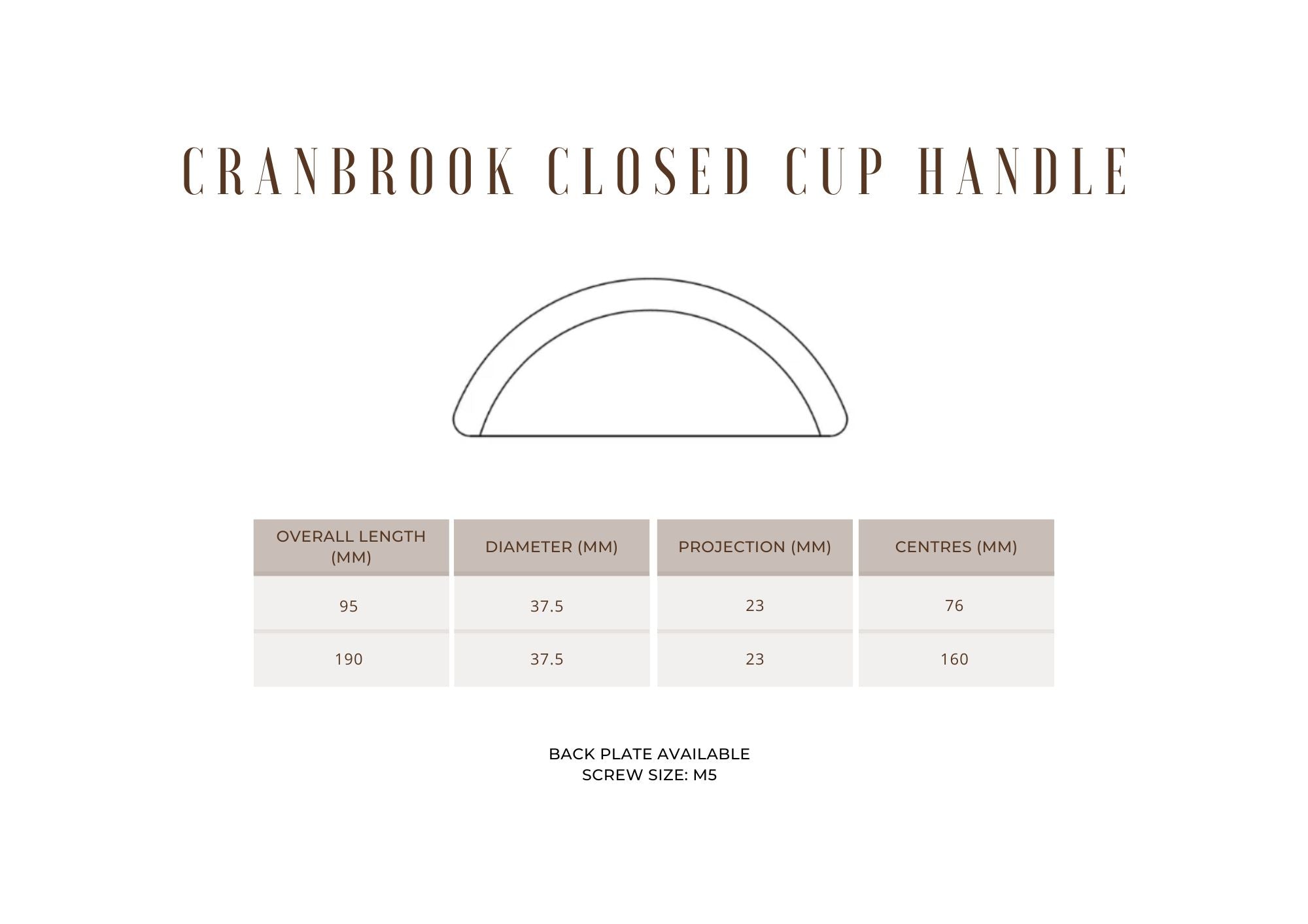 Cranbrook Closed Cup Handle