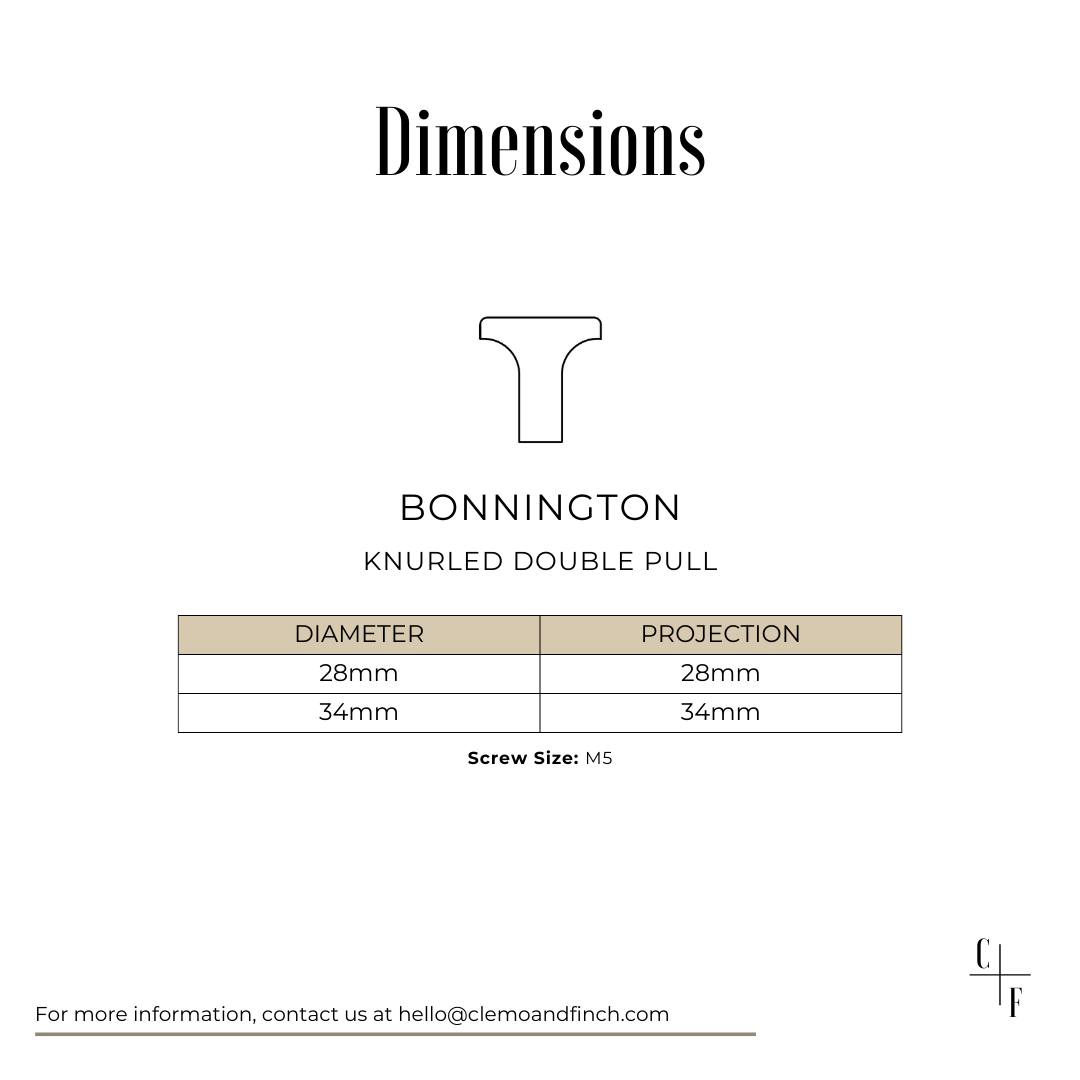 Bonnington knurled pull knob with double finger indents for easy grip for high traffic home kitchens