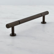 Callington 12.5mm Pull Bar — solid brass cylindrical pull bar handle, hand-finished in Tonbridge, Kent. Shown in Satin Brass.