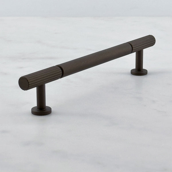 Callington 12.5mm Pull Bar — solid brass cylindrical pull bar handle, hand-finished in Tonbridge, Kent. Shown in Satin Brass.