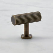 Callington T-Bar — solid brass T-bar pull handle, hand-finished in Tonbridge, Kent. Shown in Satin Brass.