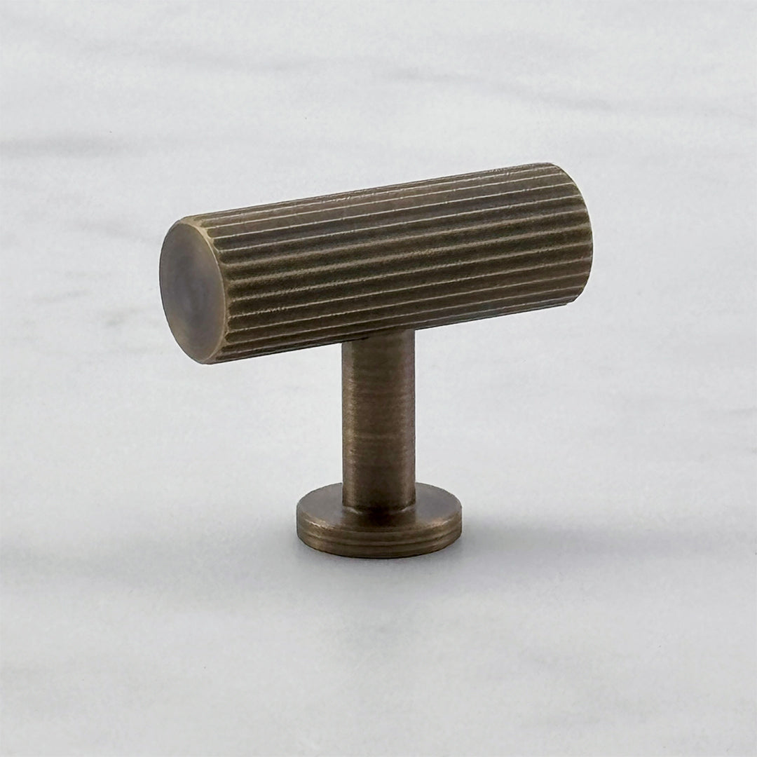 Callington T-Bar — solid brass T-bar pull handle, hand-finished in Tonbridge, Kent. Shown in Satin Brass.