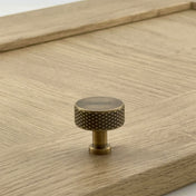 Cranbrook Pull Knob — solid brass pull knob, hand-finished in Tonbridge, Kent. Shown in Satin Brass.