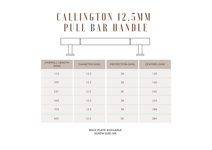 Callington 12.5mm Pull Bar Handle