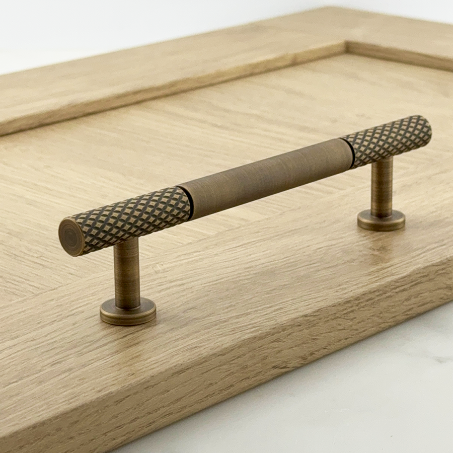 Austell Slim Pull Handle — solid brass slim pull handle, hand-finished in Tonbridge, Kent. Shown in Satin Brass.