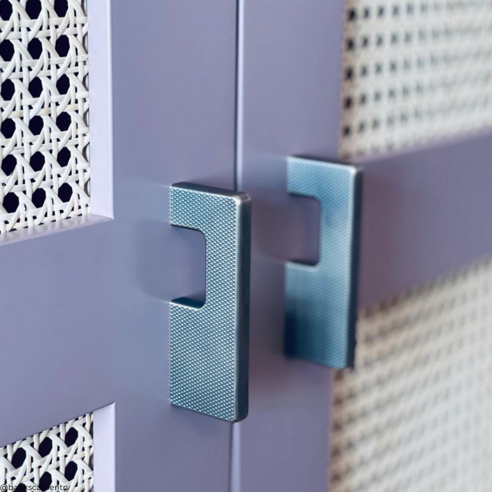 flat knurled finger pull handle in satin nickel for kitchen and bathroom cabinetry - iden finger pulls herbert direct horsham