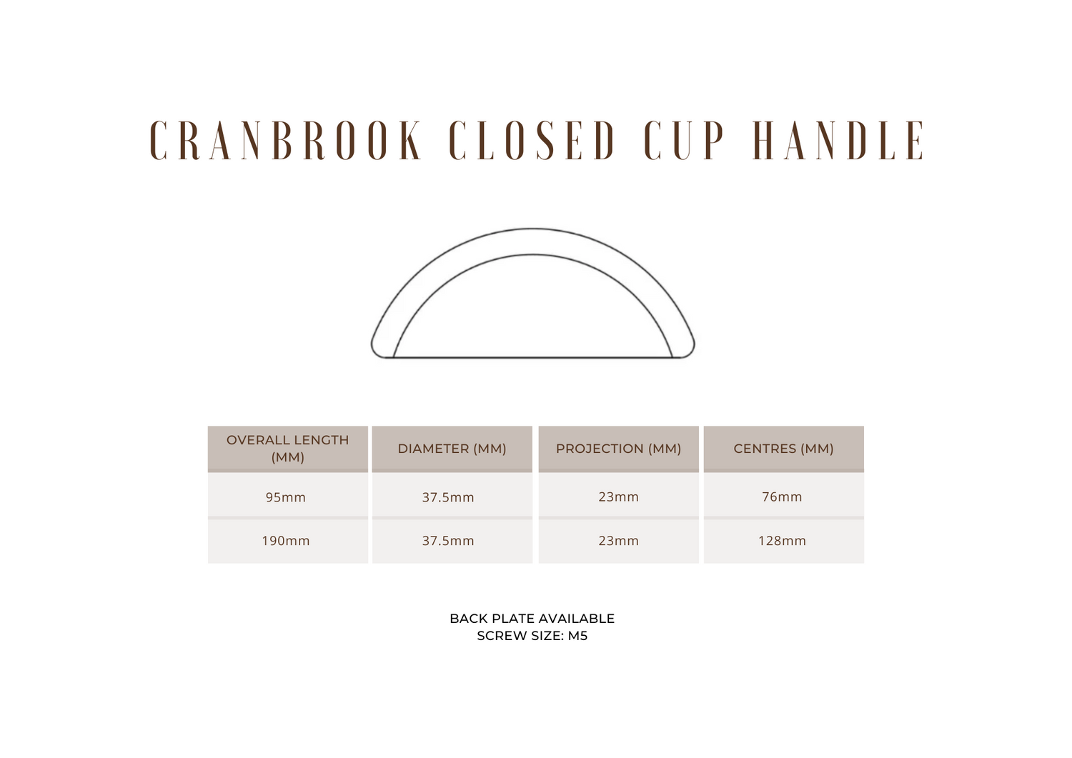 Cranbrook Closed Cup Handle