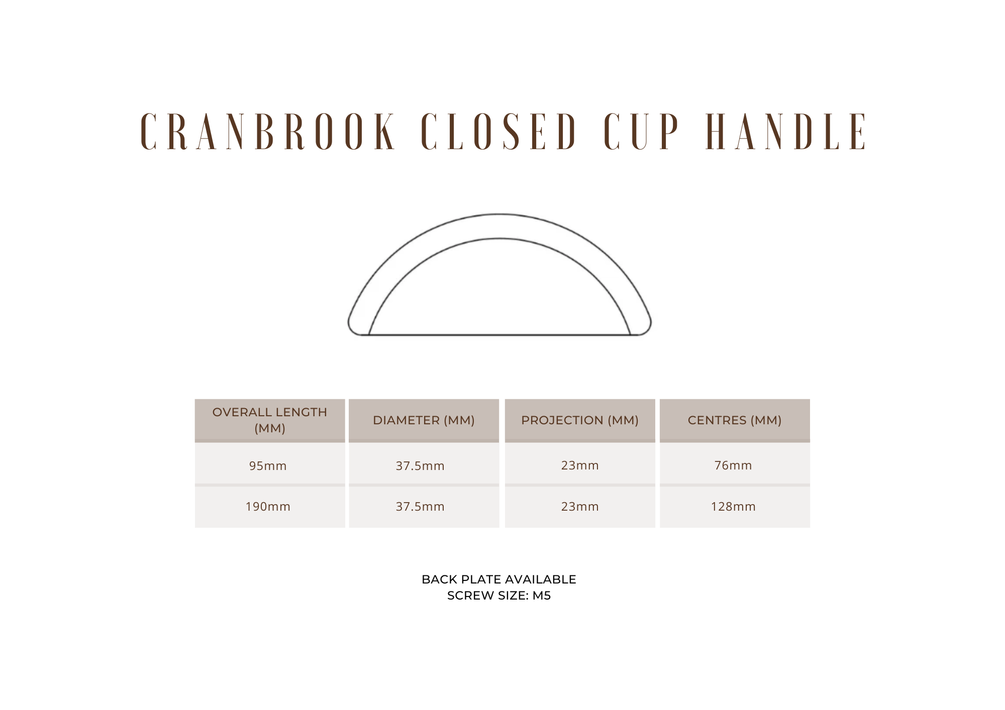 Cranbrook Closed Cup Handle