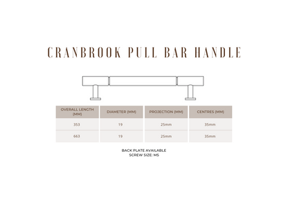 Cranbrook 19mm Pull Bar Handle