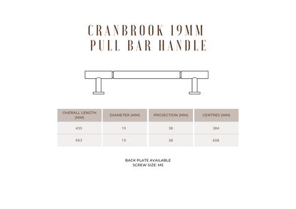 Cranbrook 19mm Pull Bar Handle