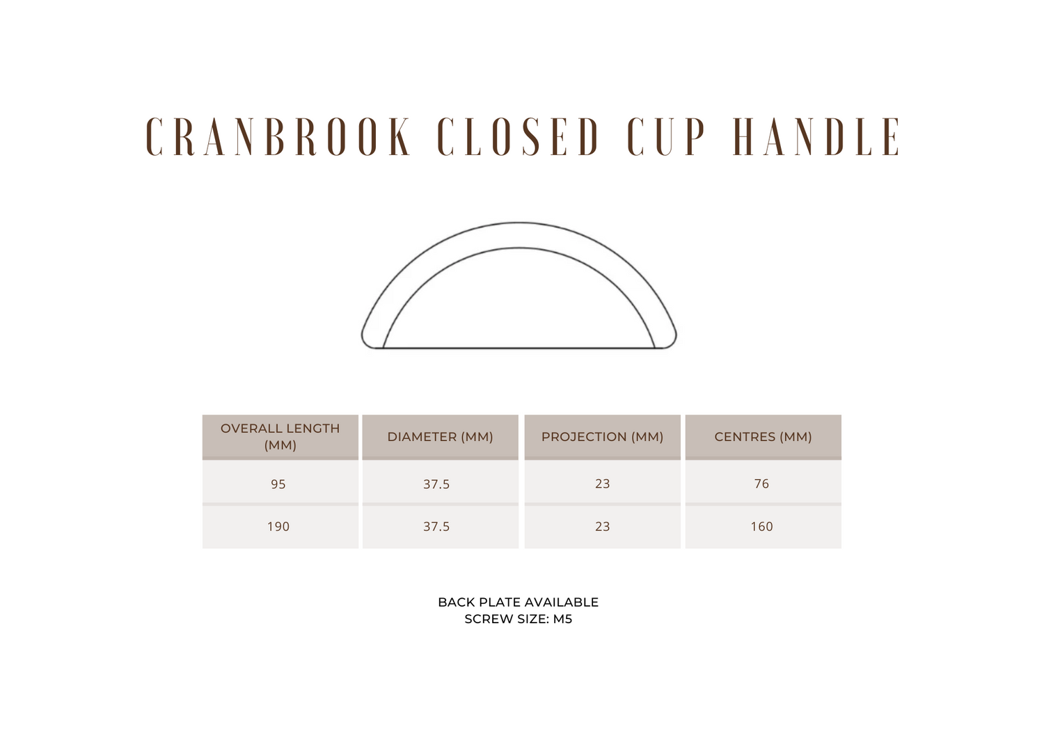 Cranbrook Closed Cup Handle