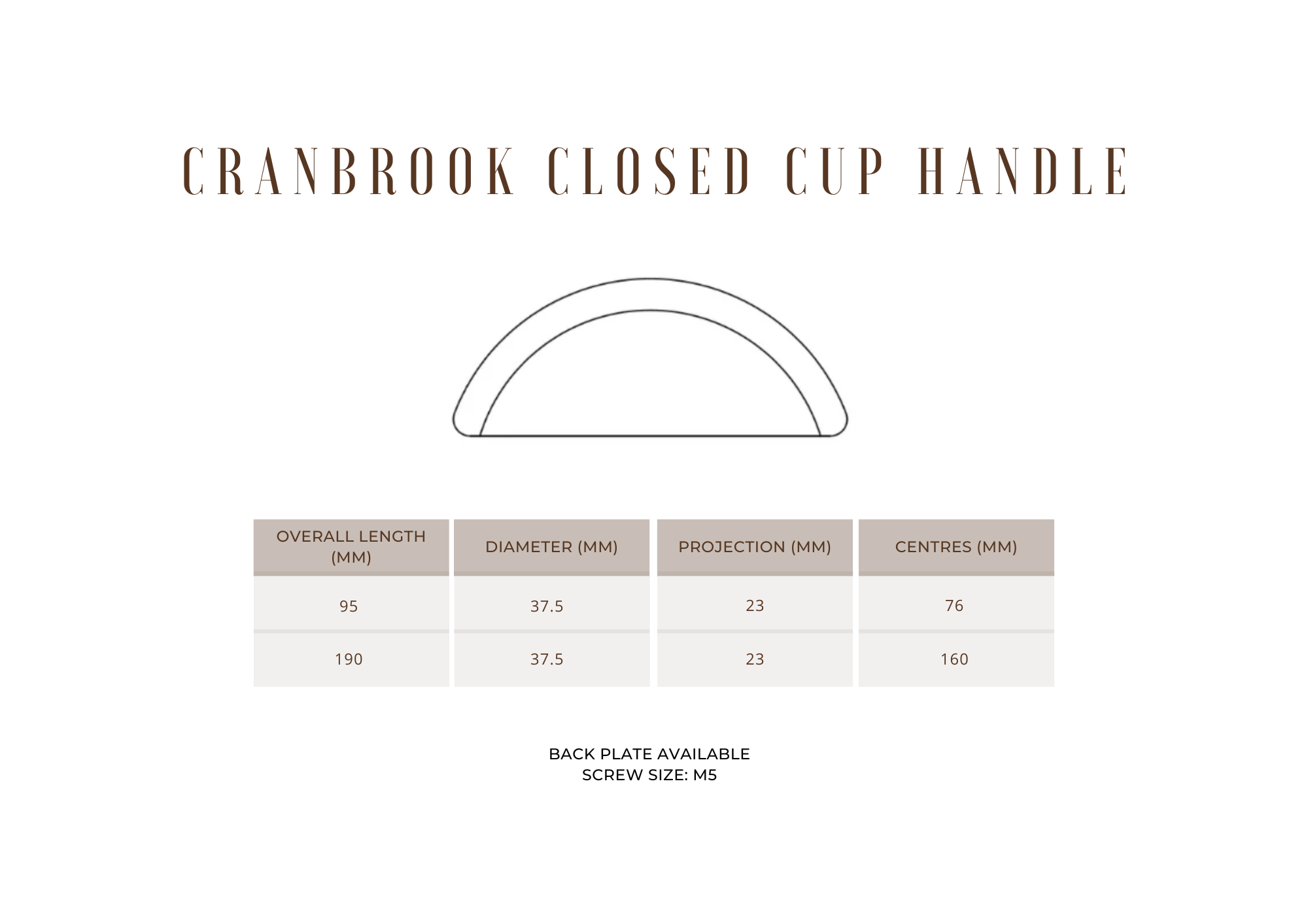 Cranbrook Closed Cup Handle