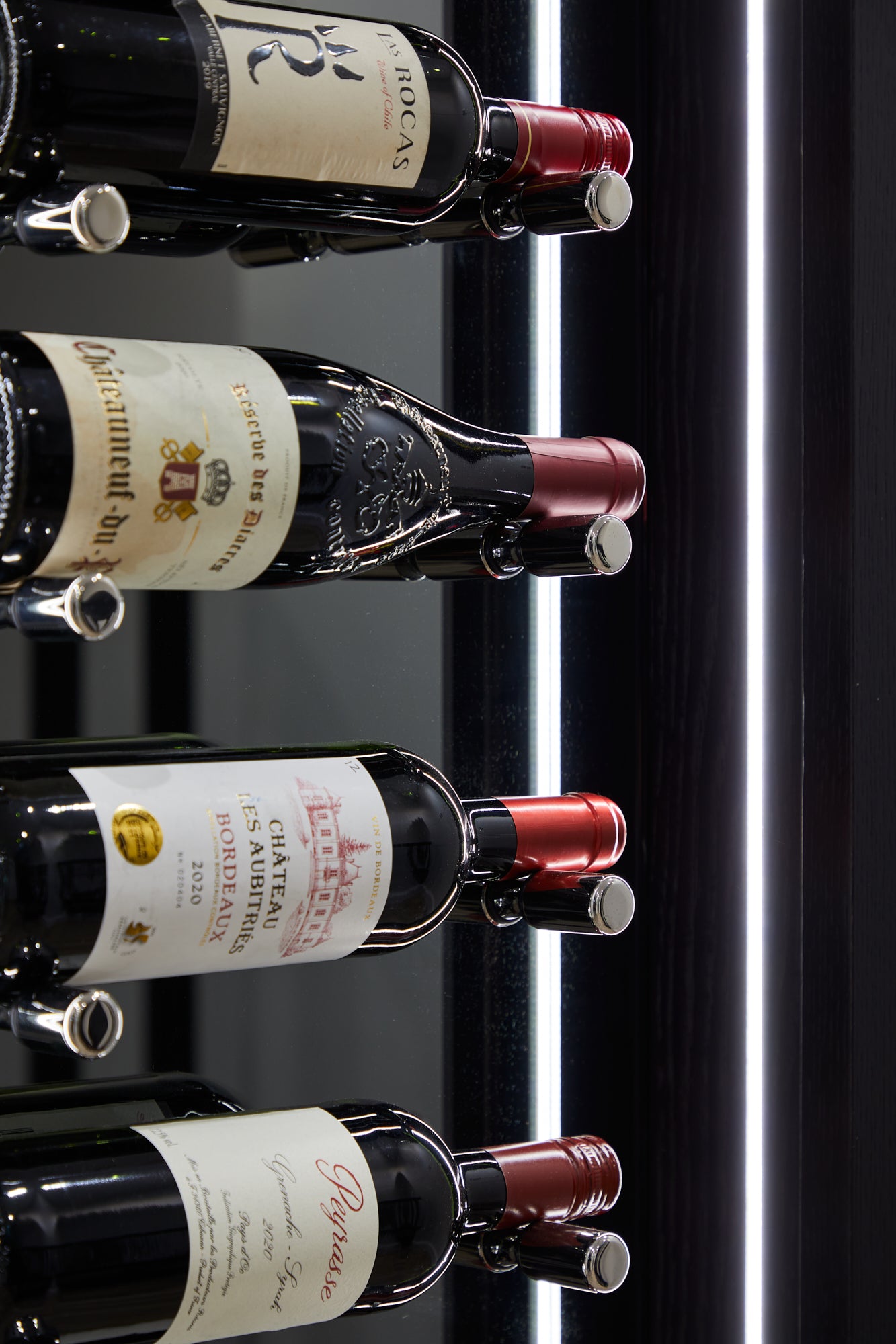 bespoke wine bottle peg holders for wine bottle display home bar - polished chrome 