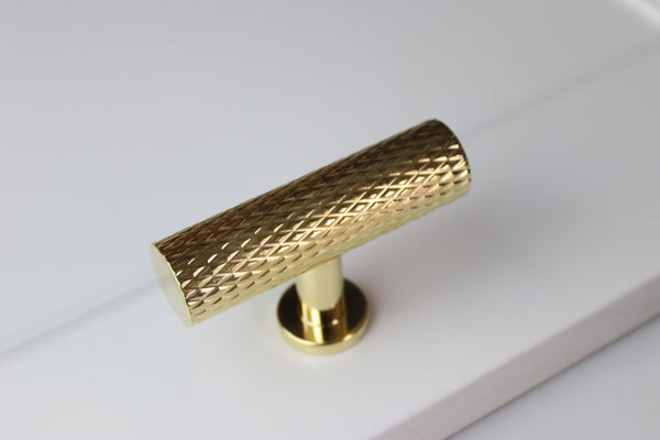 Riverhead T-Bar — solid brass T-bar pull handle, hand-finished in Tonbridge, Kent. Shown in Satin Brass.