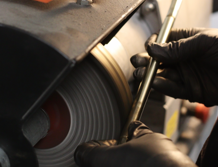 Clemo + Finch - brass handle being hand finished in Kent, Tonbridge, Kings Hill, Maidstone carpentry
