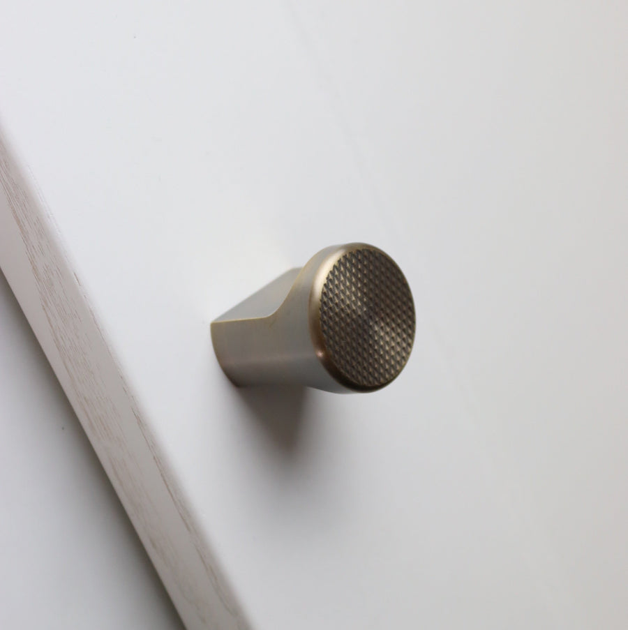 Bonnington rounded knurl pull knob in aged brush bronze brass 