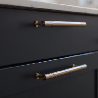 knurled satin brass handle for kitchen cabinetry - kent, kings hill, west malling