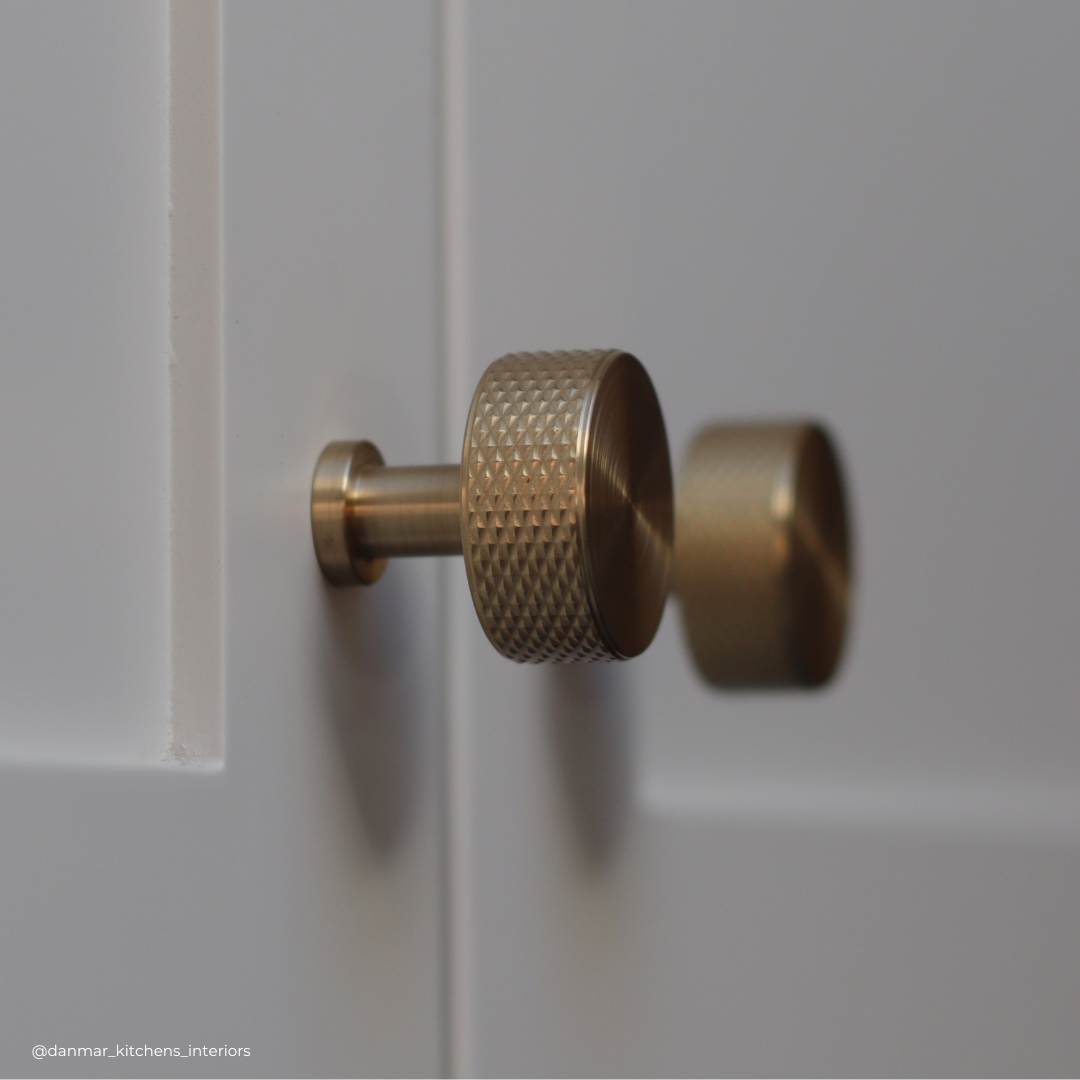 knurled pull knob handle for kitchens bedrooms bathrooms - brass hardware