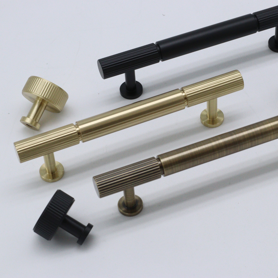 Clemo + Finch Callington Collection - solid brass cabinetry pull handles manufactured in Kent