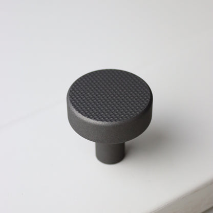 bude (cornwall) flat knurl pull knob for minimalist kitchen cabinetry in Cerakote ceramic tungsten 