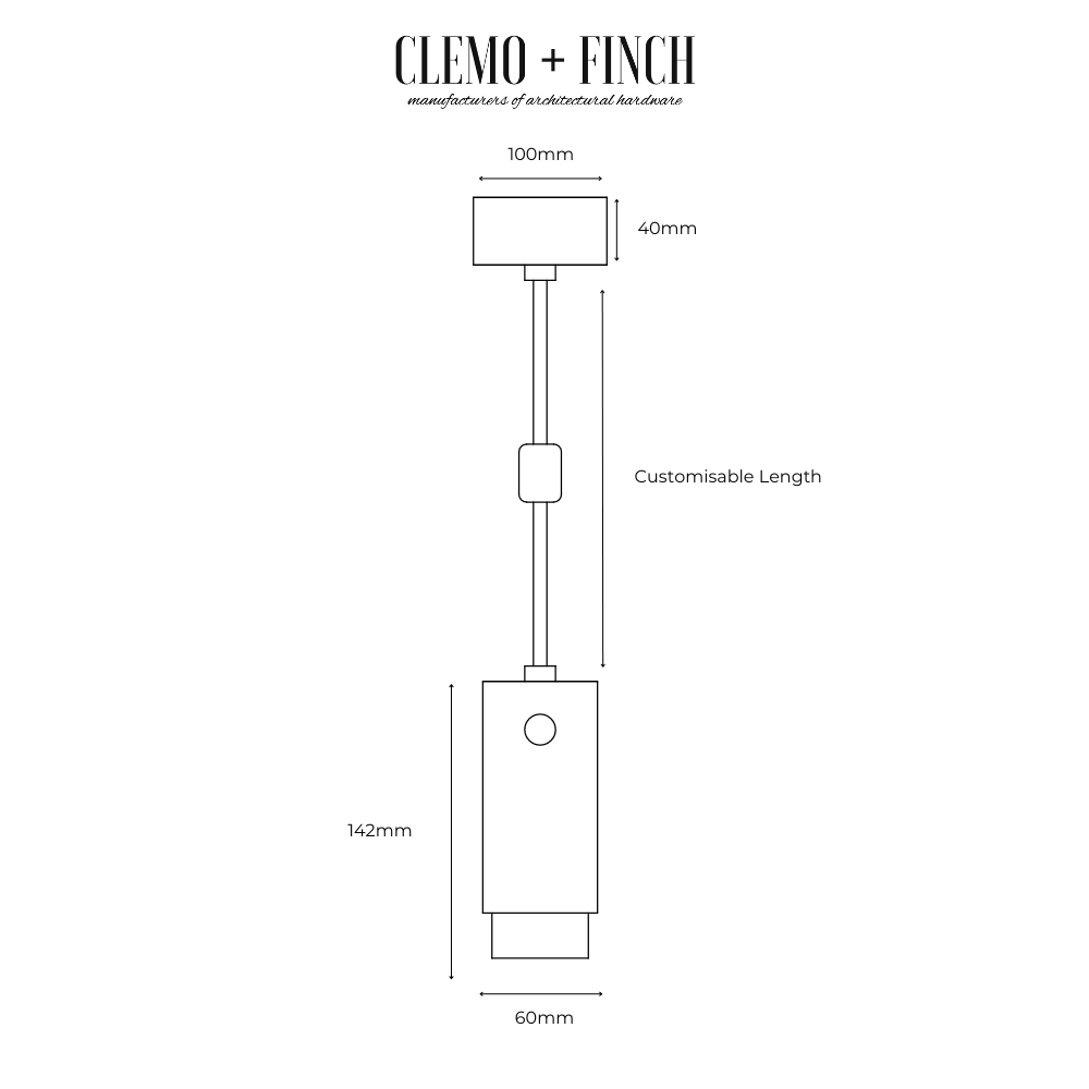 clemo and finch pendant light specification drawing for installation. 